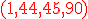 3$ \red \rm (1,44,45,90)